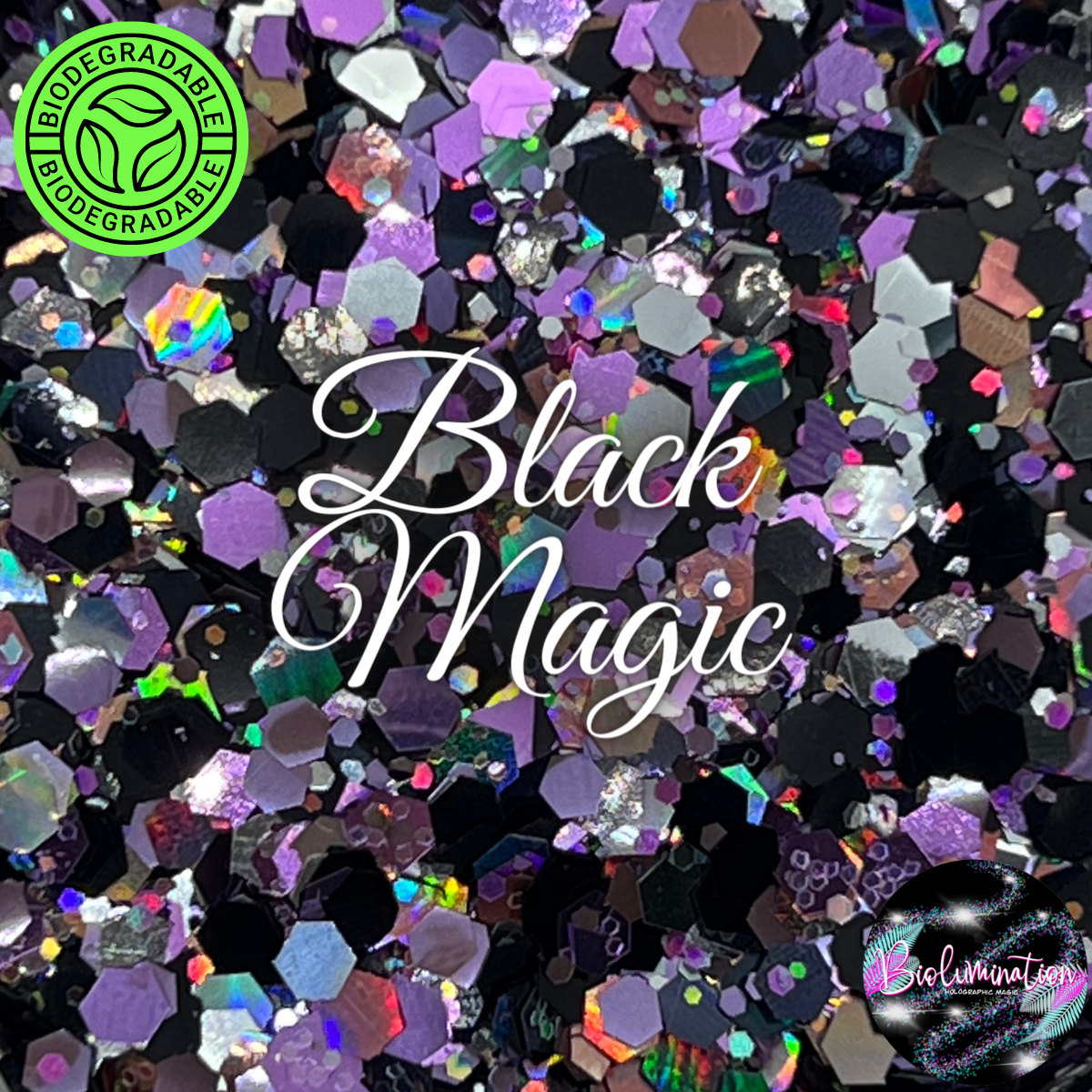 BLACK MAGIC holographic biodegradable glitter