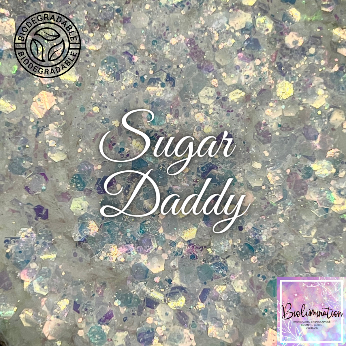 Paillettes biodégradables holographiques SUGAR DADDY