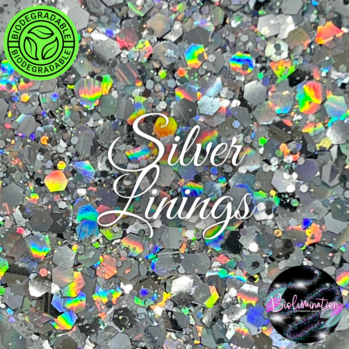 SILVER LININGS holographic biodegradable glitter